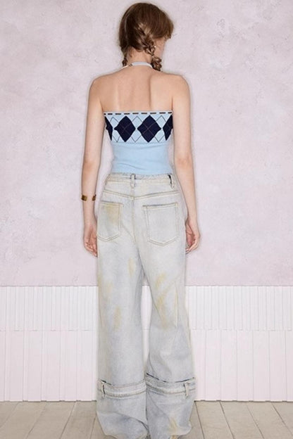 Blue Diamond Cashmere-Silk Smocked Top