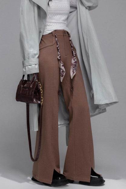 Silk Belted Bootcut Slacks