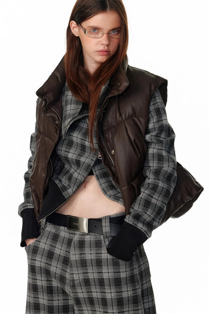 Vintage Plaid Lapel Sweatshirt Jacket