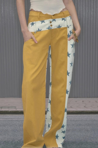 Star Stitching Straight Pants
