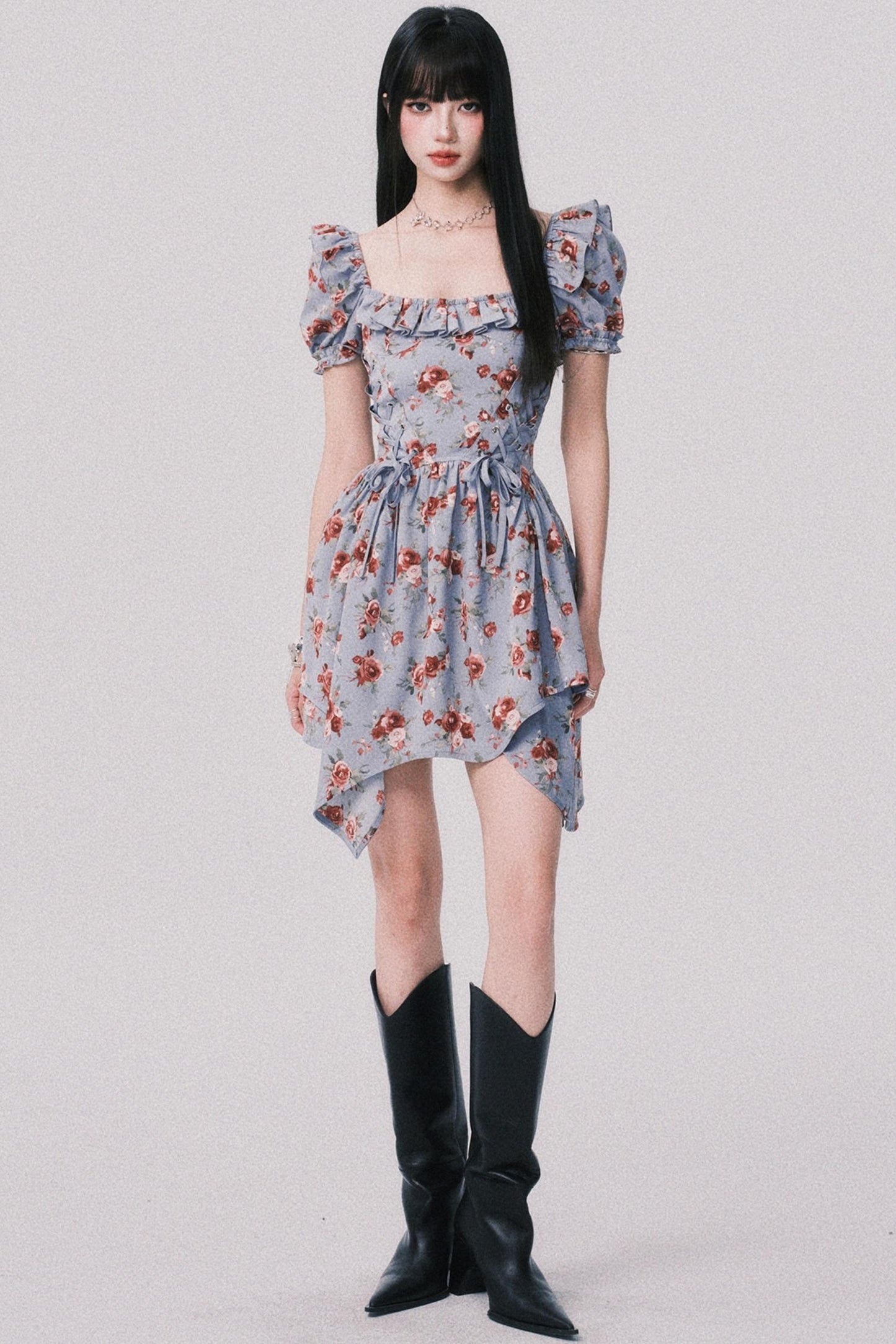 Asymmetrical Bubble Sleeve Dress