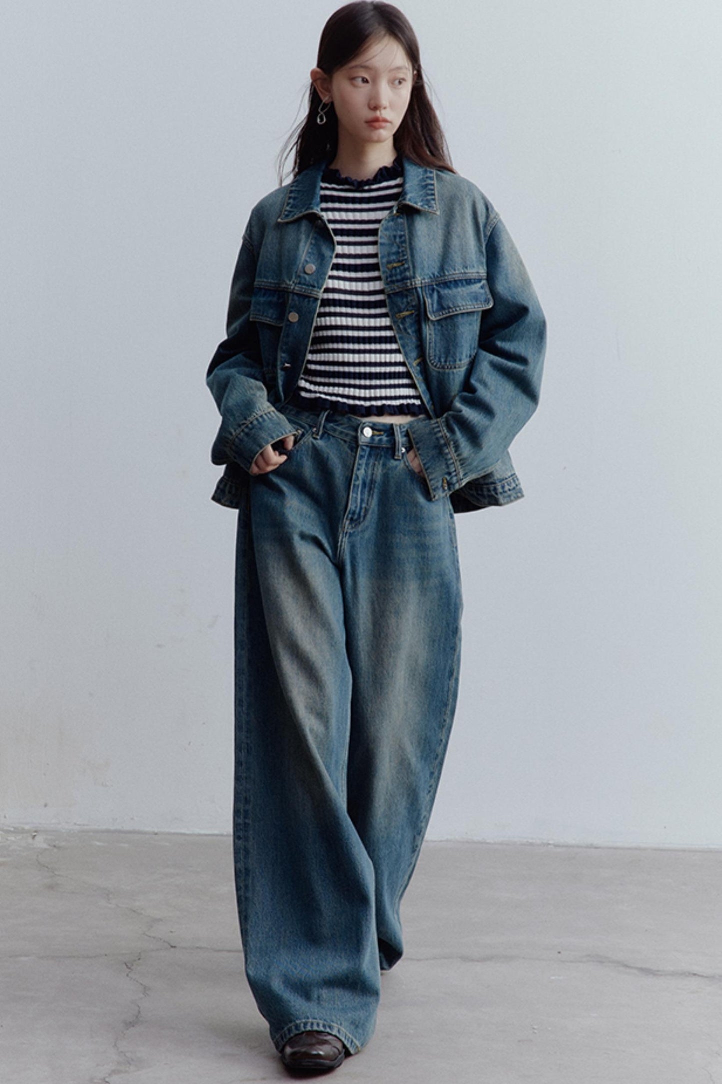 Restless Blue Wide-leg Denim Jeans