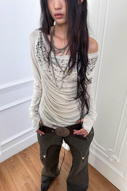 French Vintage Diamond Print Swing Top