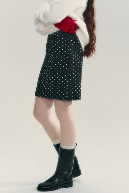 Retro Polka Dot Slim Hip Skirt