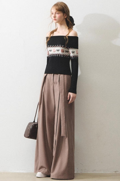 Mintfarbener Rosen-Jacquard-Pullover