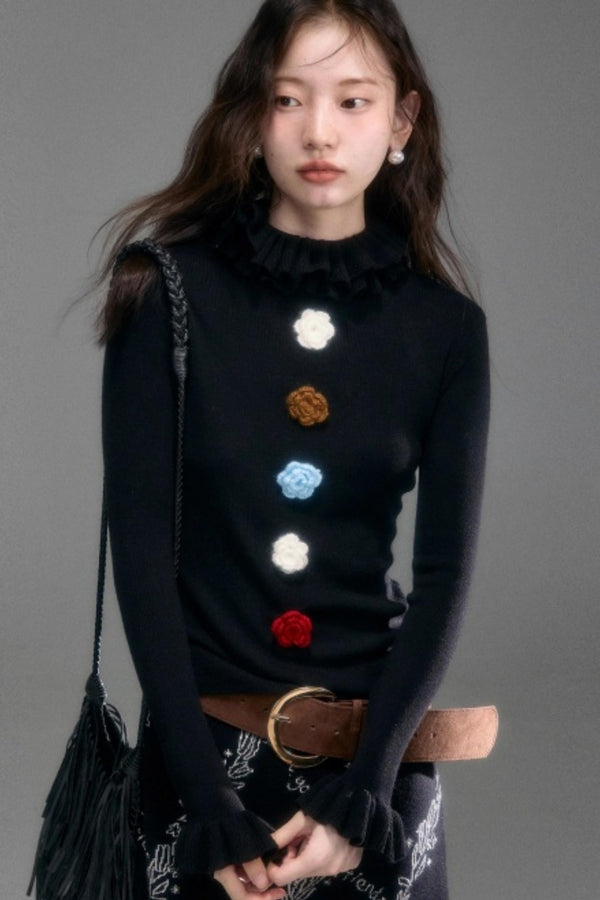 Velvet Floral Knit Top