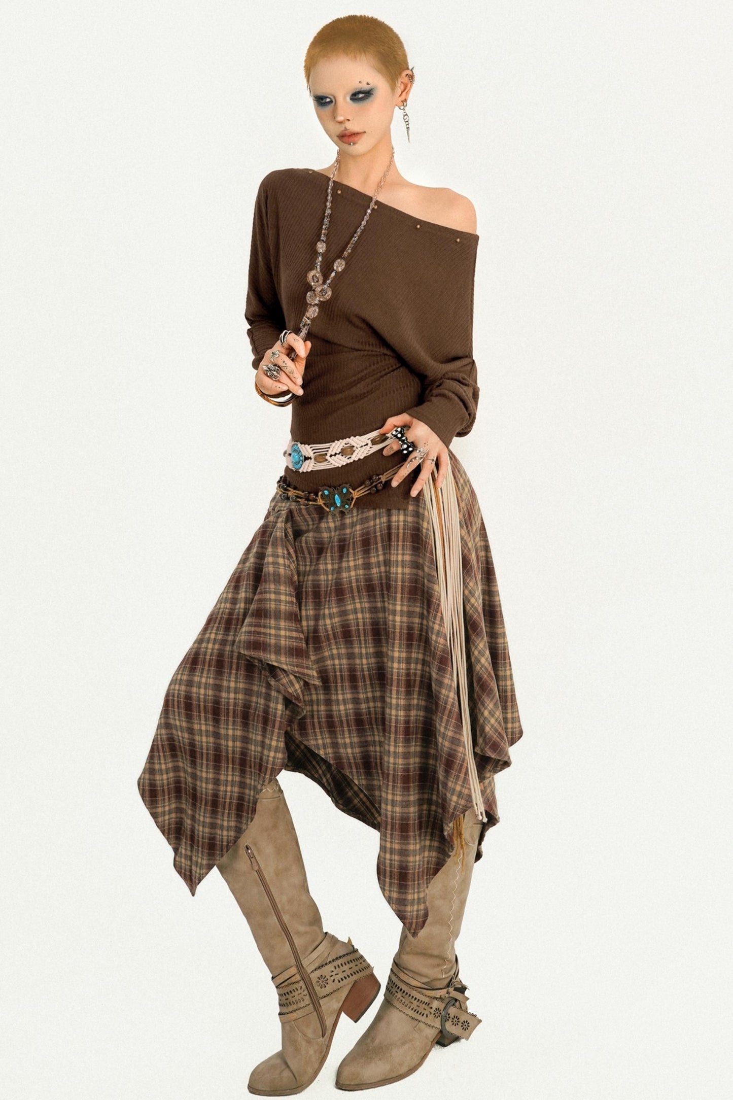 Retro Coffee Color Long Sleeve T-Shirt