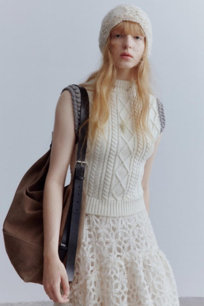 Lamb Cotton Crochet Woolen Vest