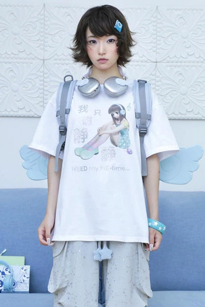 Weißes T-Shirt mit Glitzer-Schrift