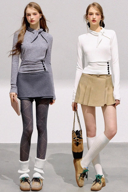 Mint Asymmetrical Button Knitwear