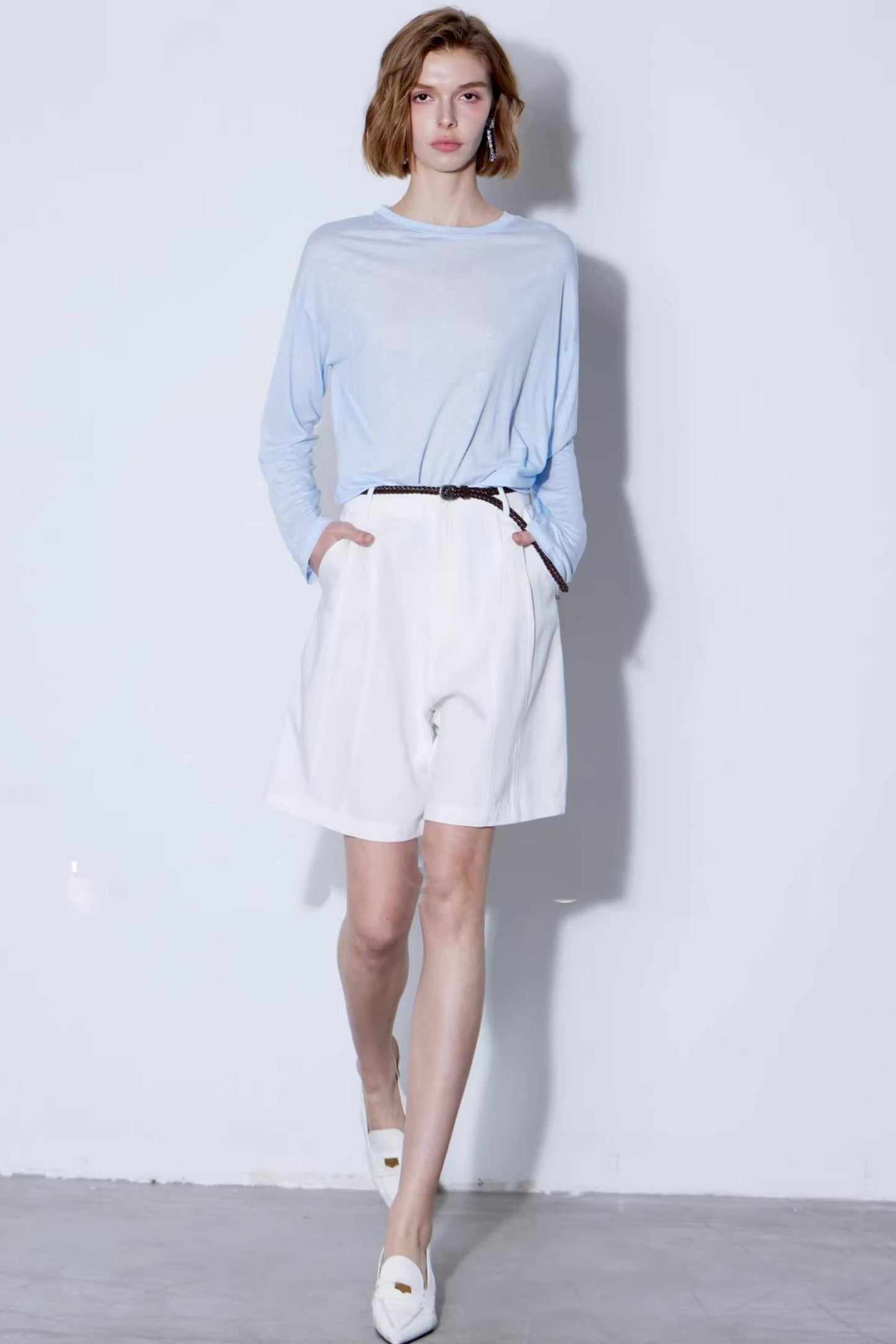 Tencel Linen Belted Shorts Set