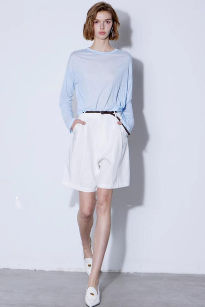 Tencel Linen Belted Shorts Set