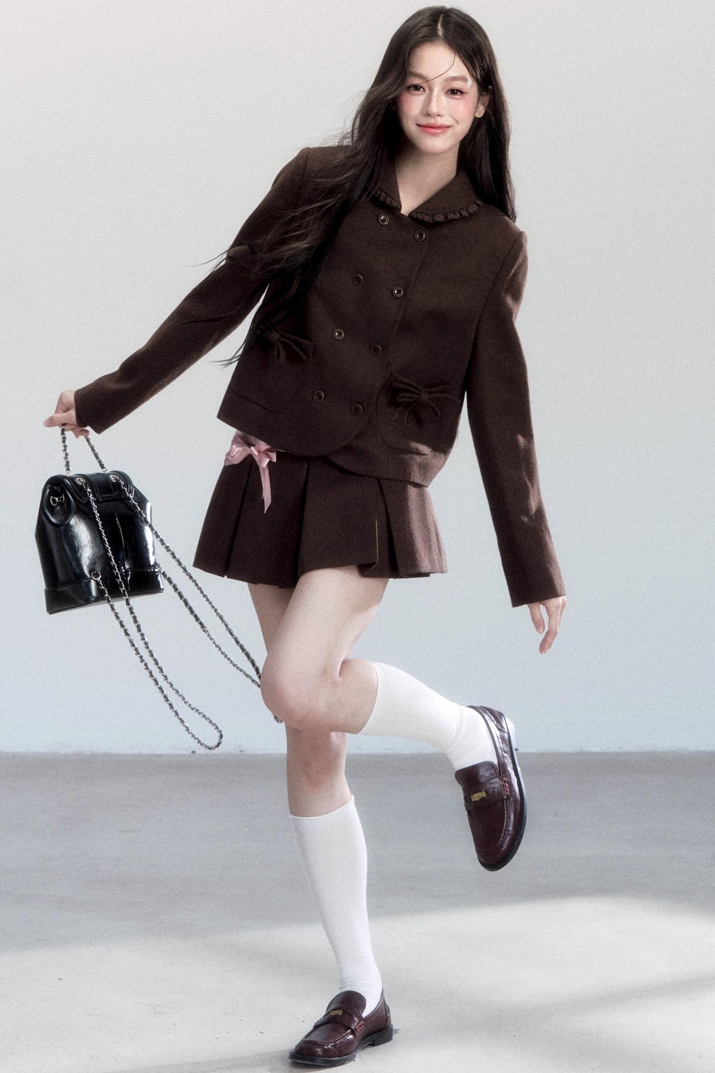 Warm Butterfly Pleated Skirt Set-Up