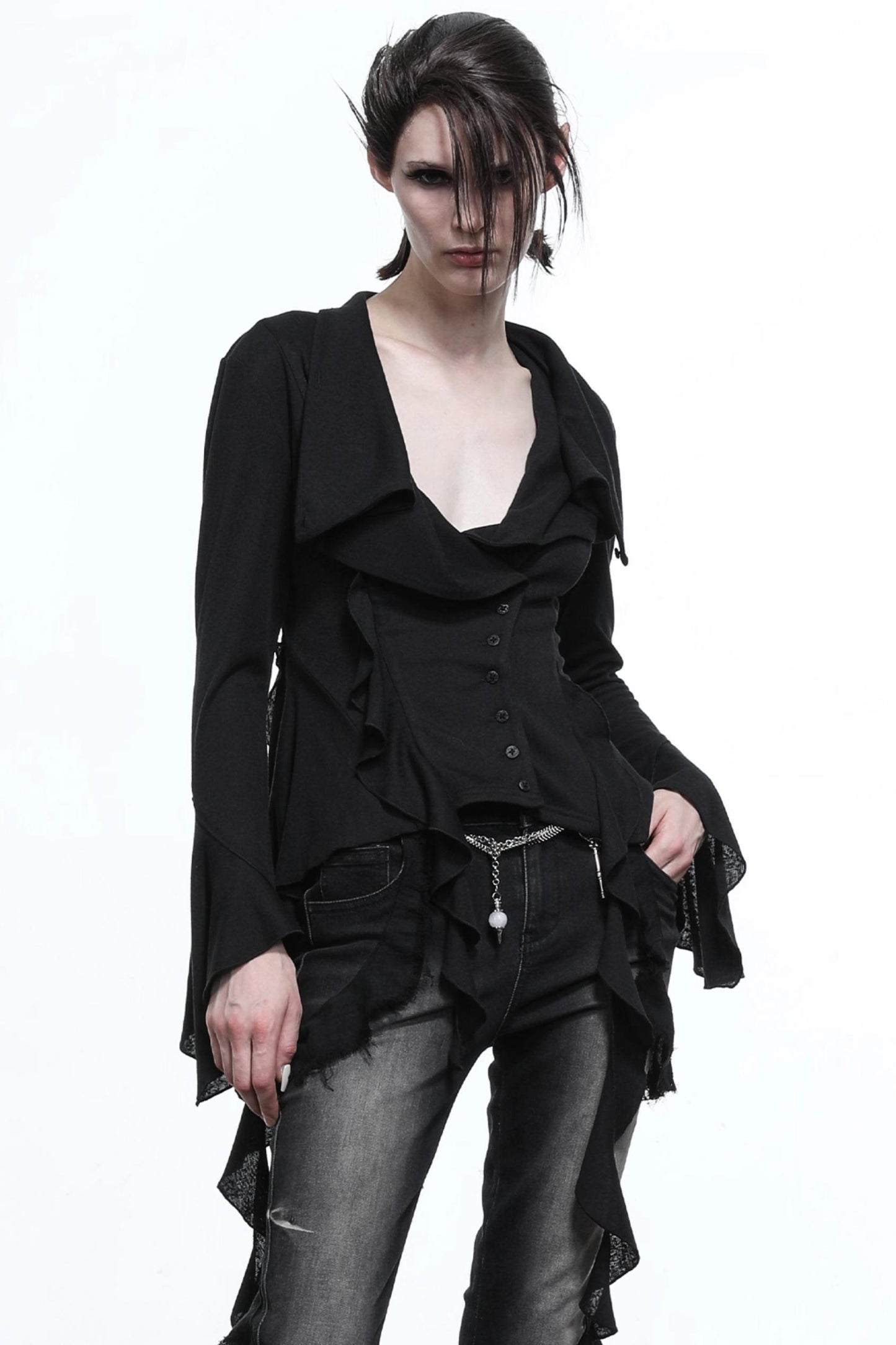 Lyocell Ruffled Cardigan