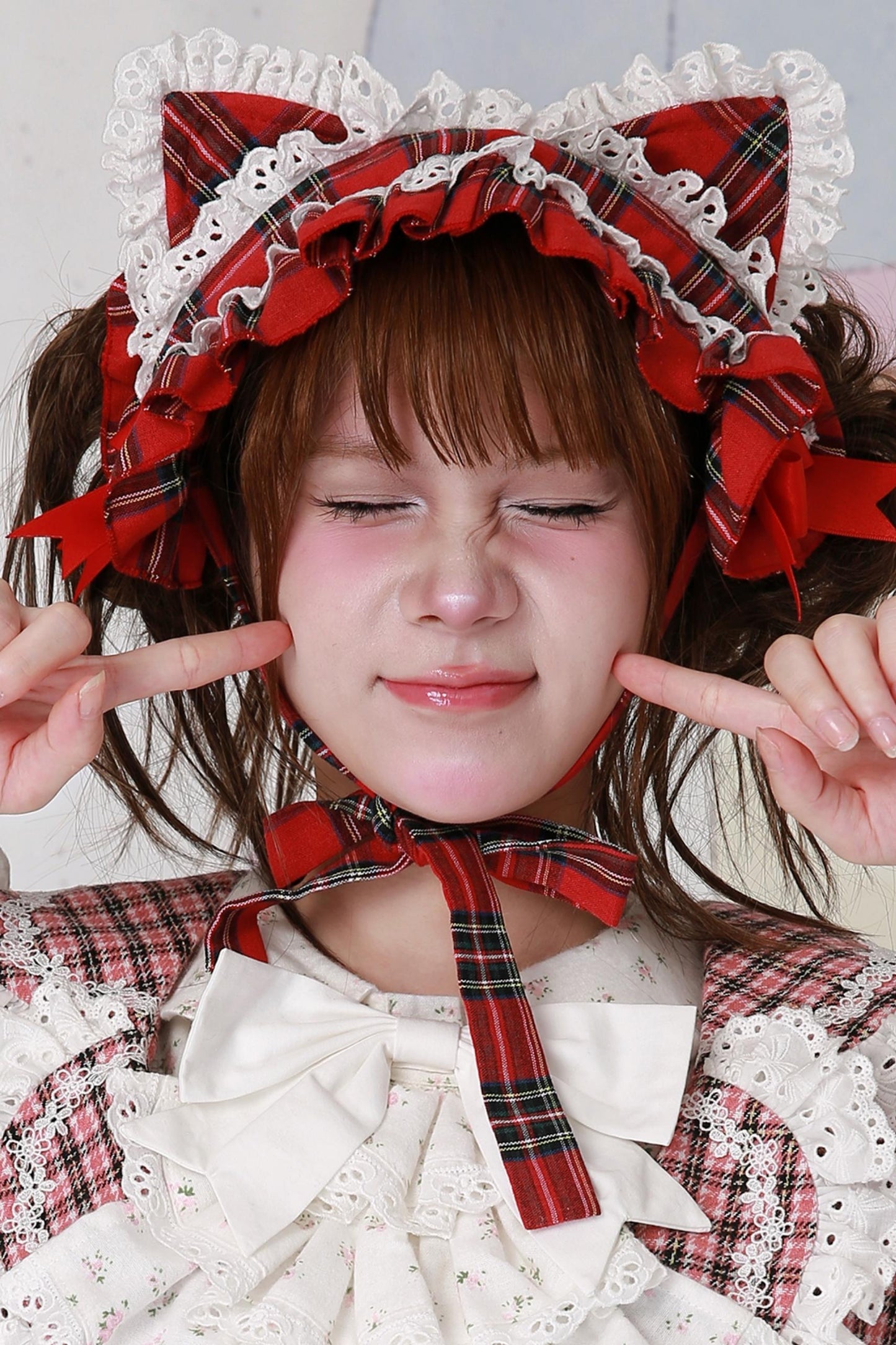 Christmas Plaid Cat Ear Headband