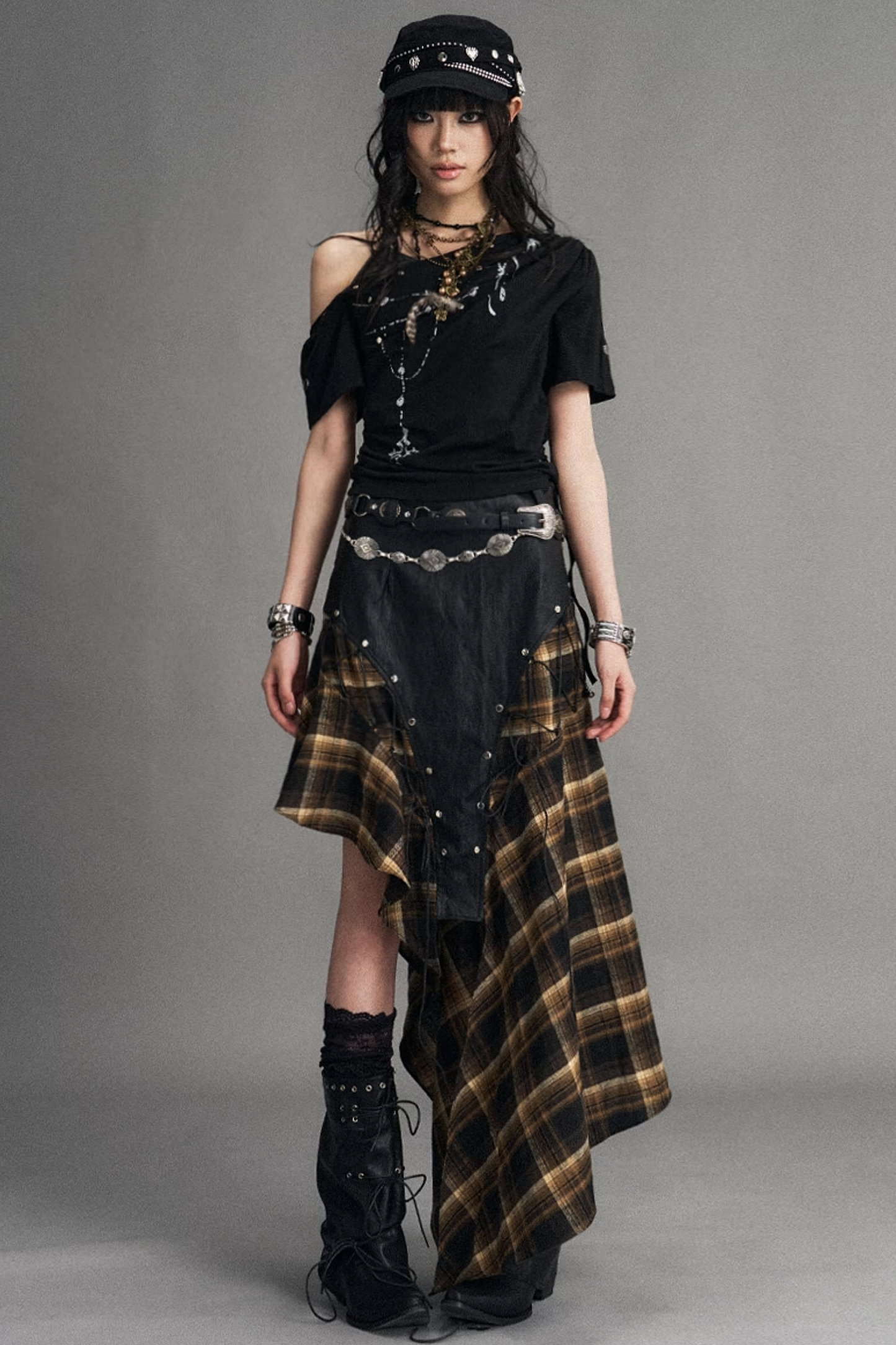 Punk Retro Plaid Skirt