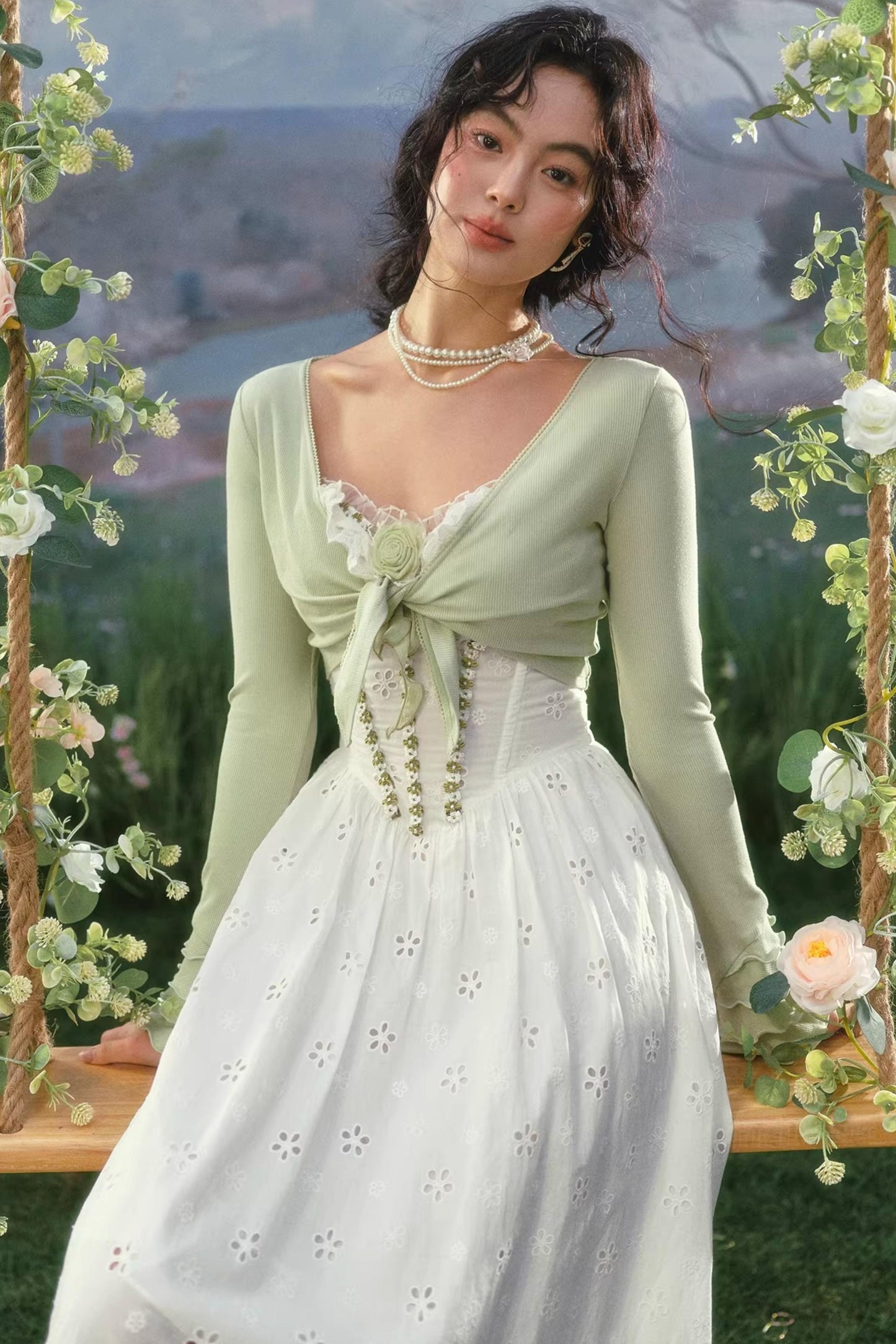 French Pastoral Floral Dress Set-Up