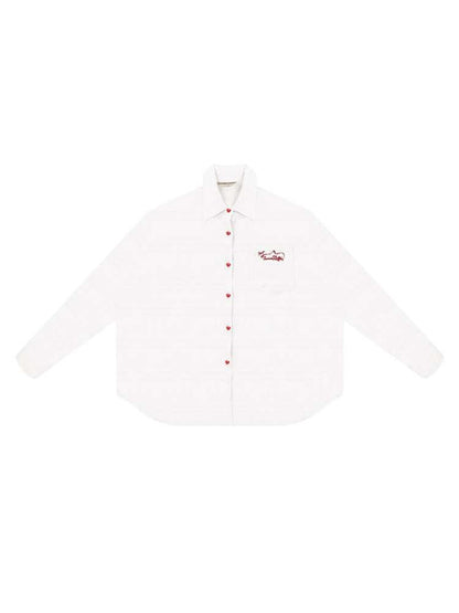 Heart Button Logo Embroidery Semi-Sheer Shirt