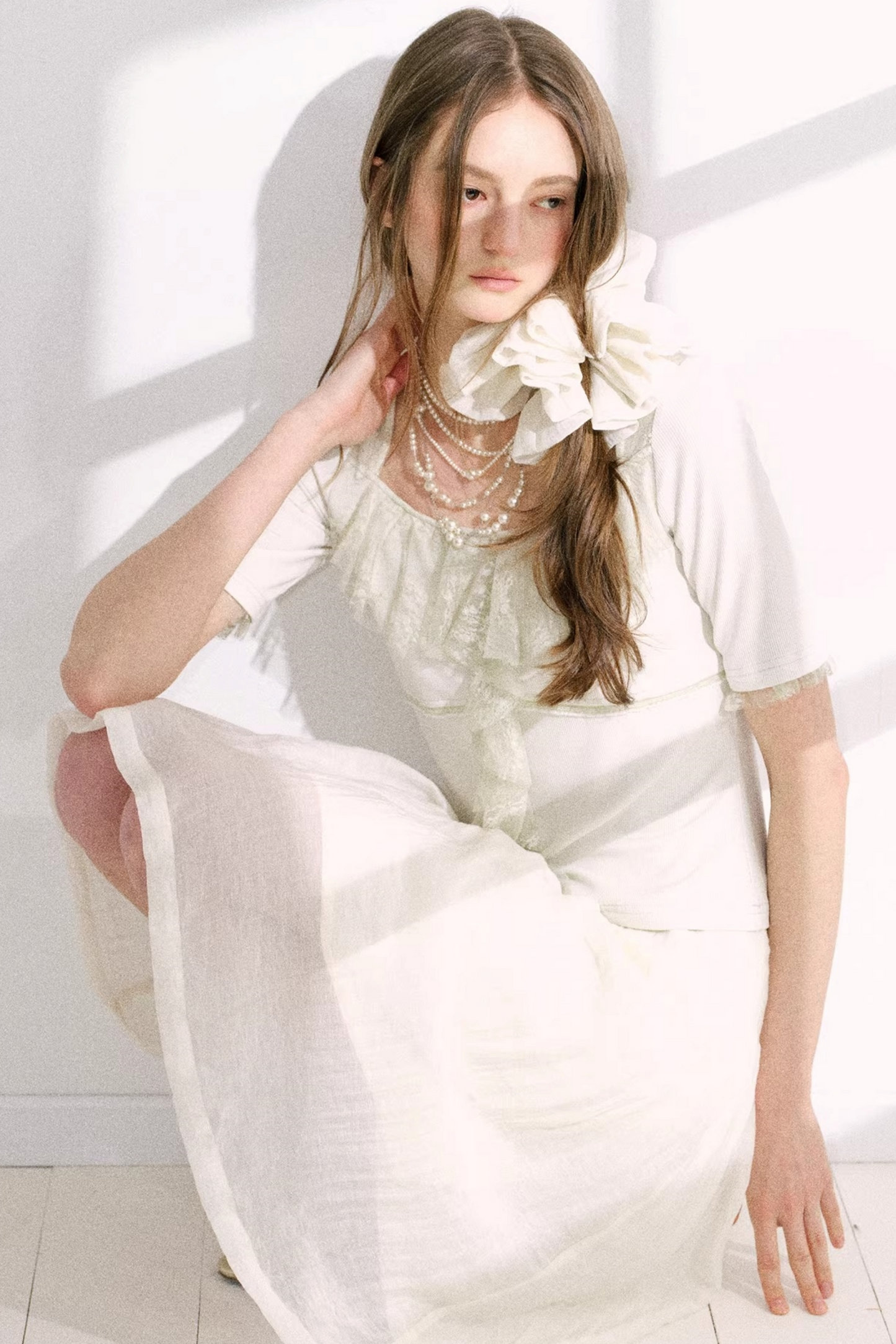 Original Gray-Green Lace Knit Top