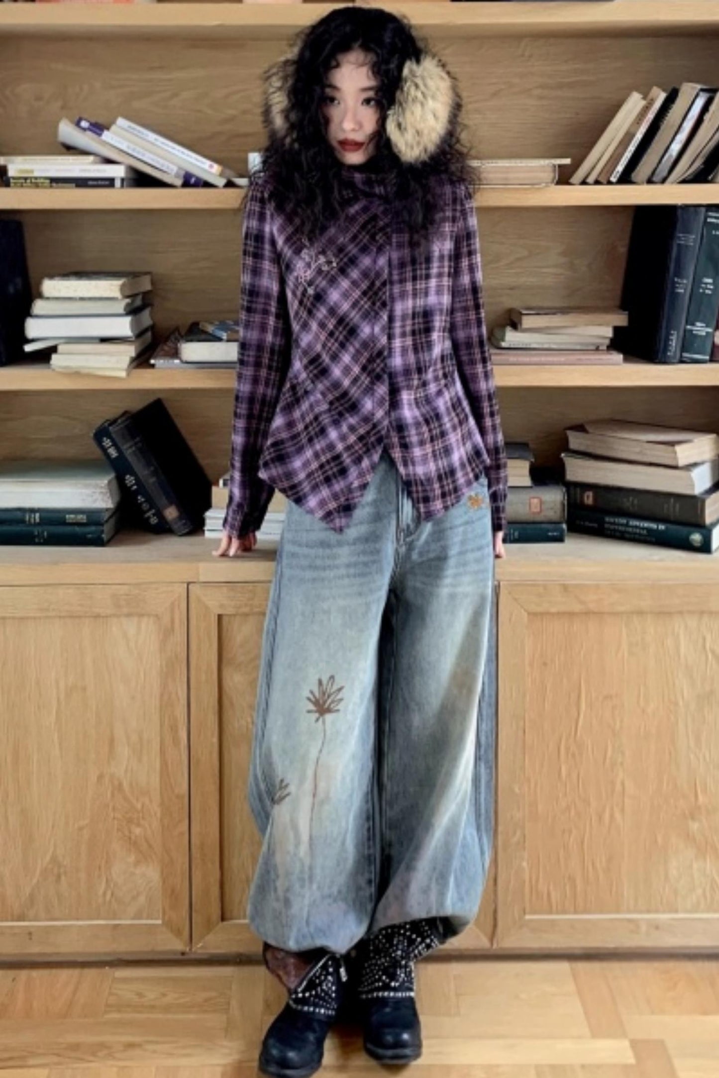 Flaming Flower Distressed Jeans