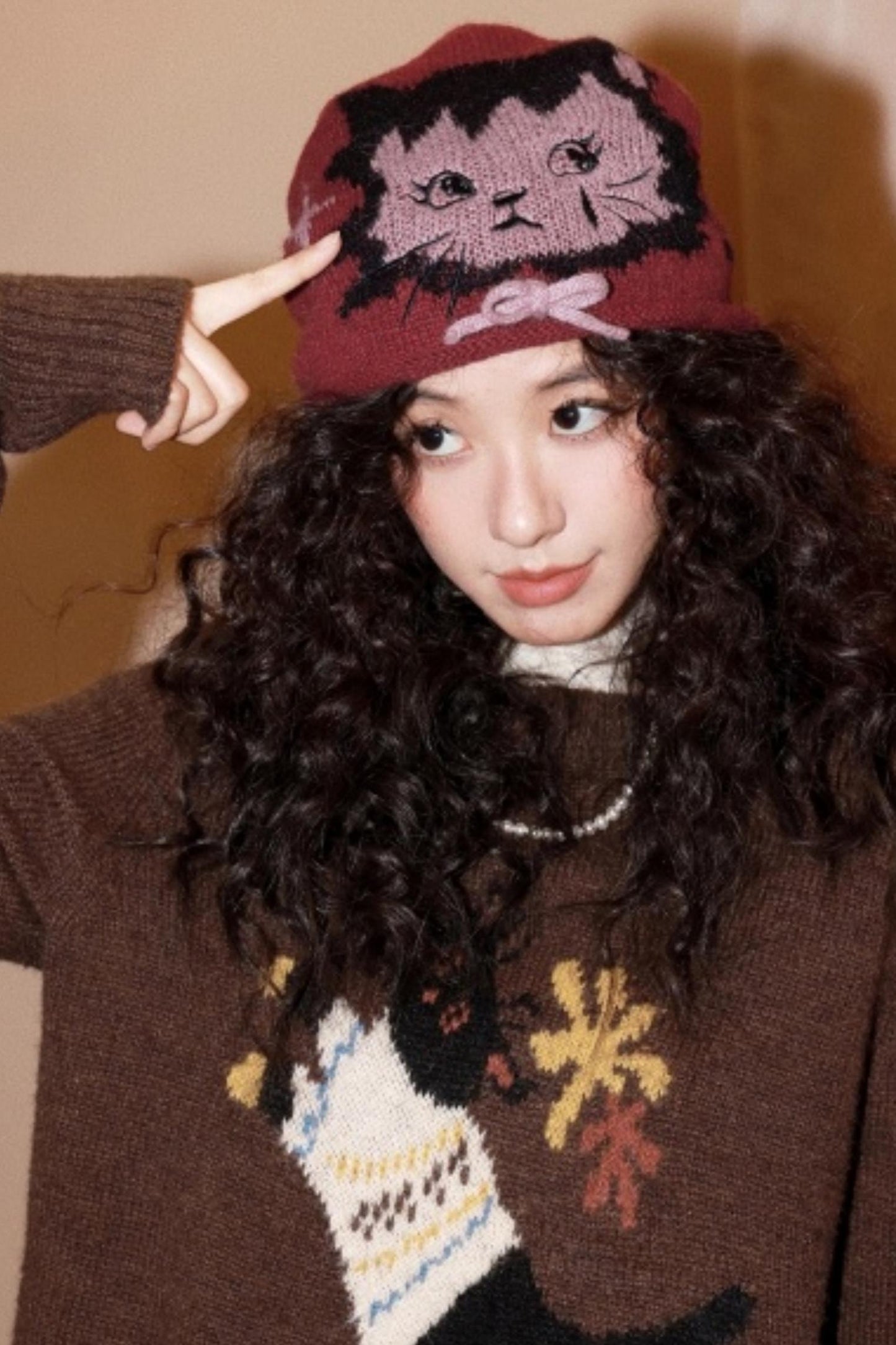 Knitted Cat Beanie Hat