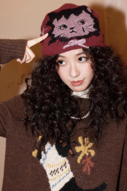 Knitted Cat Beanie Hat