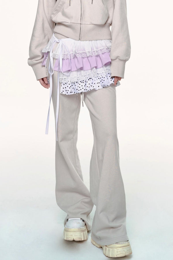 Lace Detail Two-Piece Hoodie Set-Up