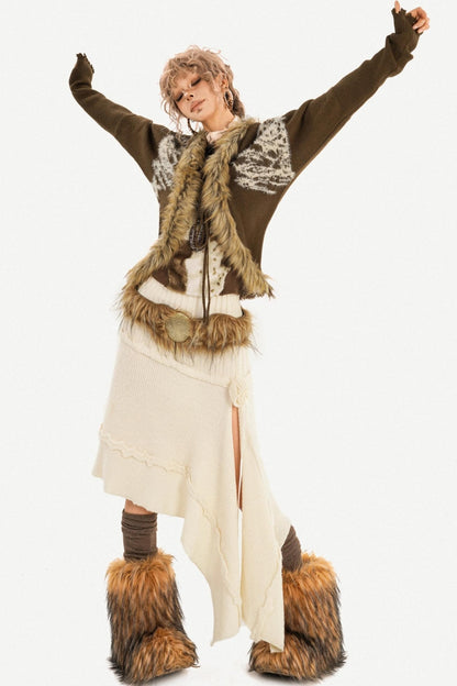 Retro Barn-Style Knit Cardigan