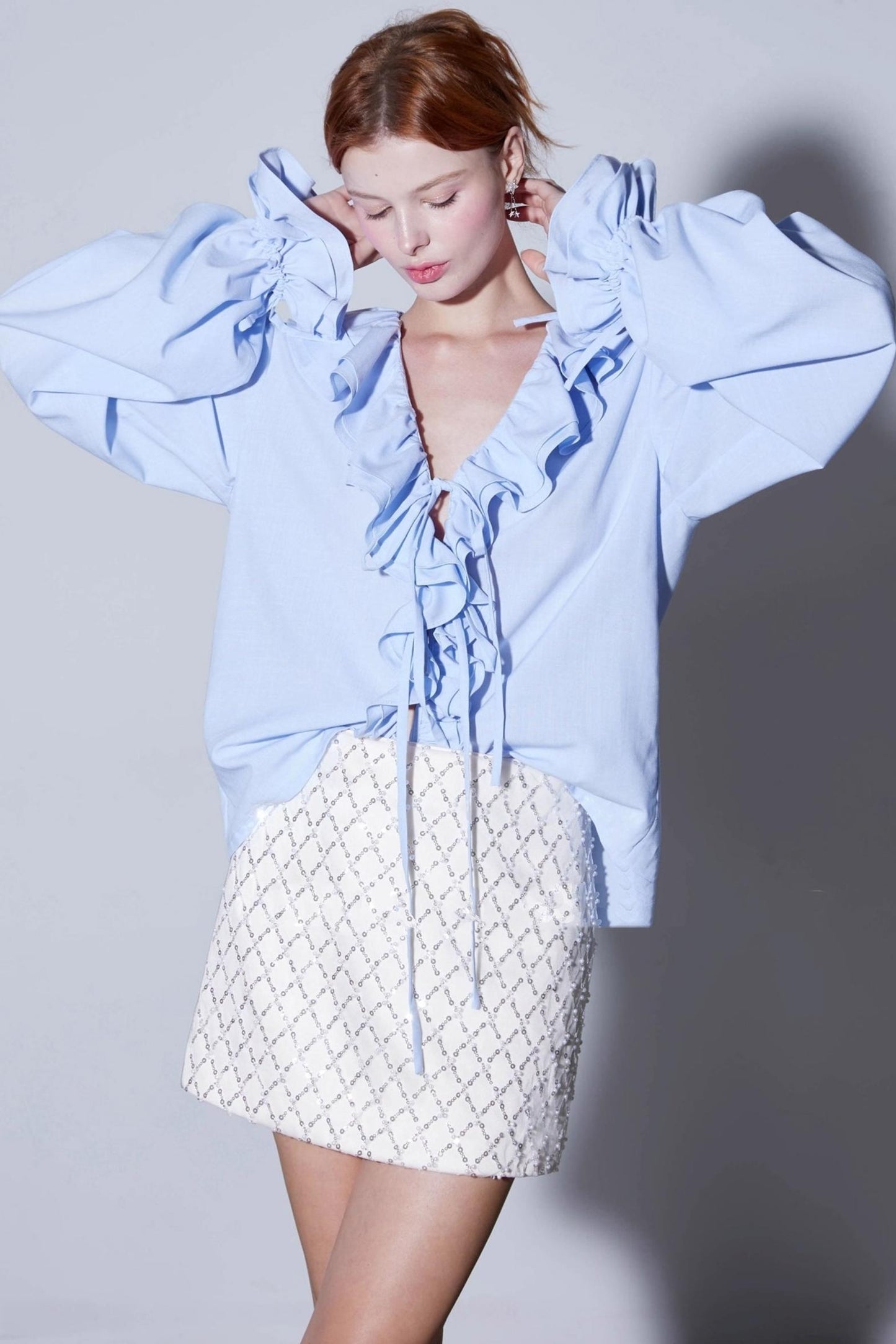 Summer Romantic Ruffled V-Neck Shirt