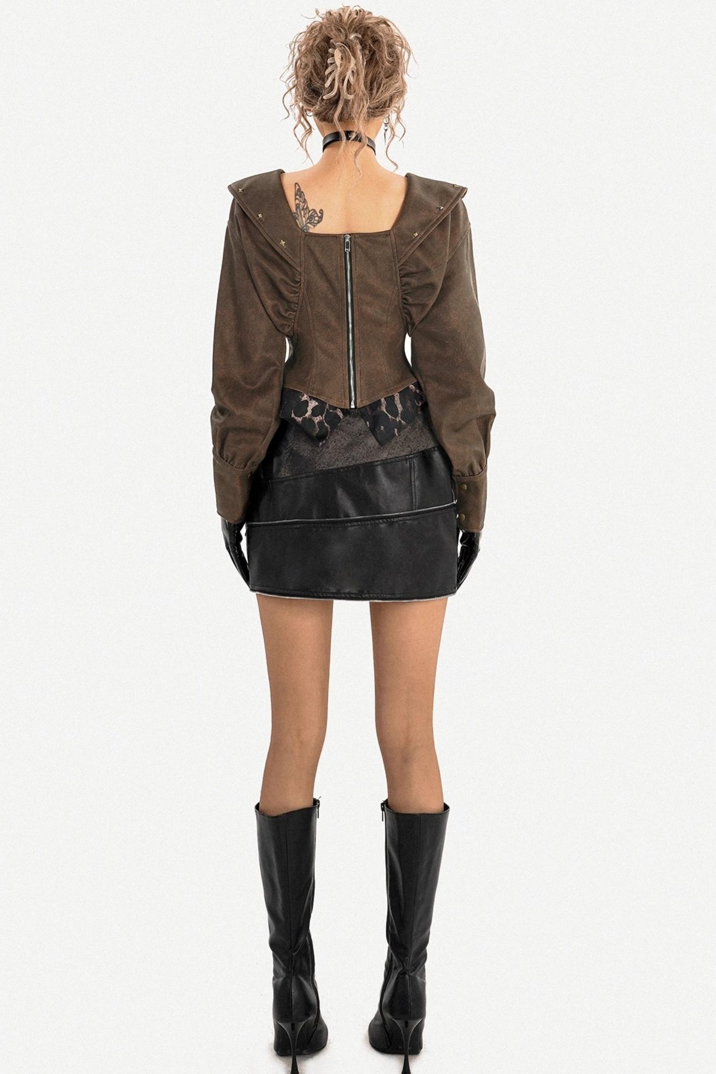 Black Leather A-Line Skirt