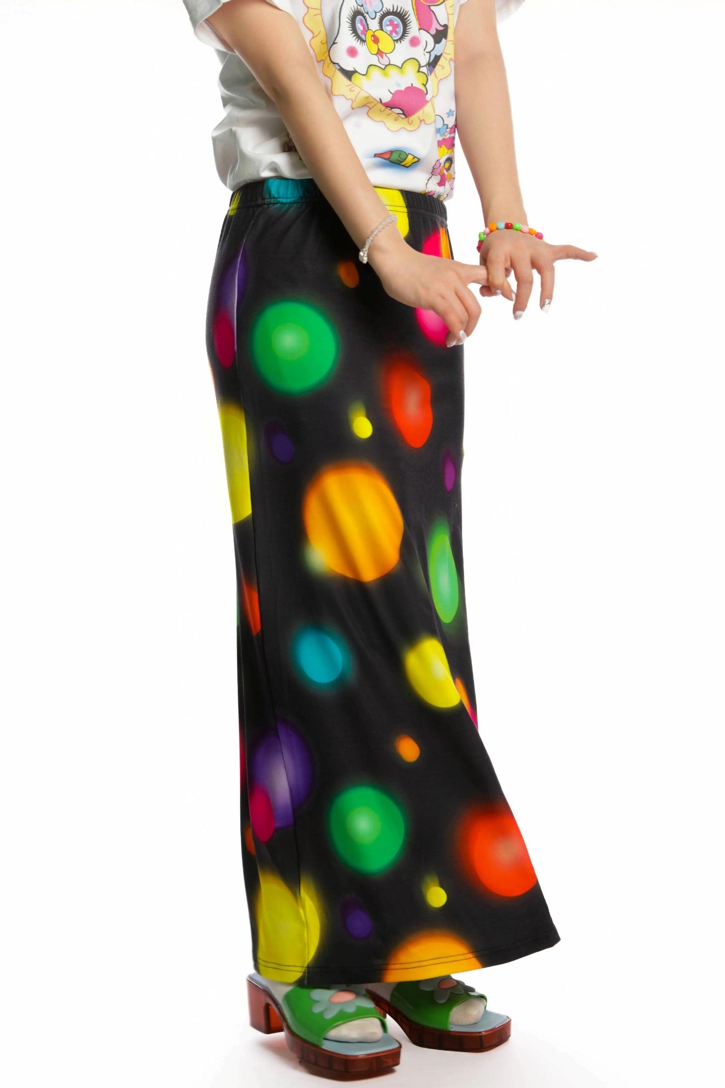 Retro Polka Dot Print Stretch Skirt