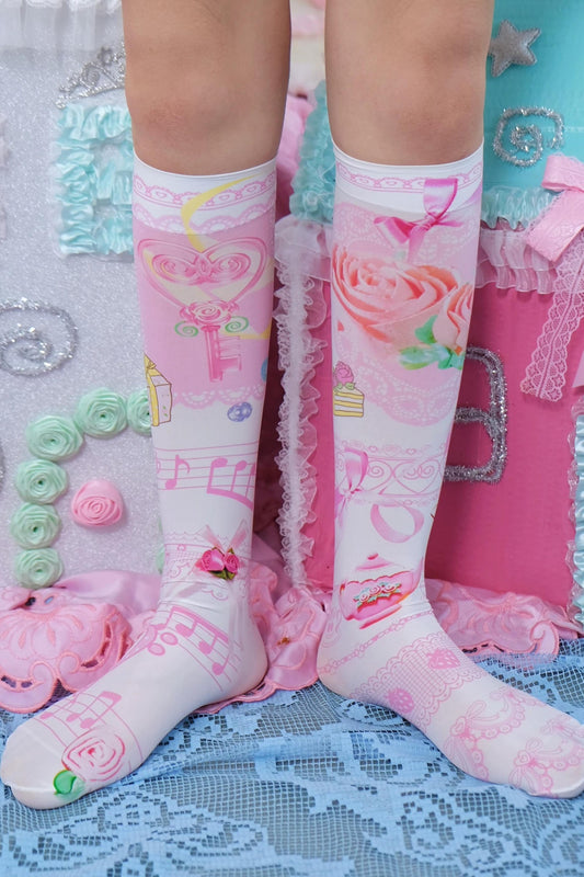 Vintage Print Mid-Calf Socks