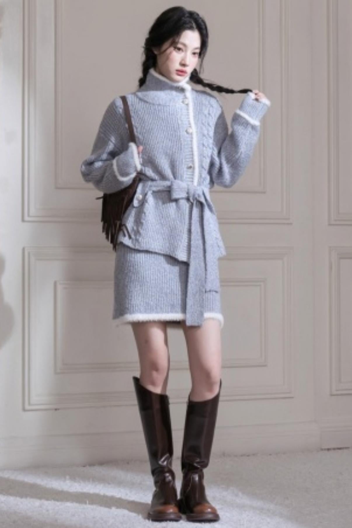 Blue Island Floral Wool Suit Set-up