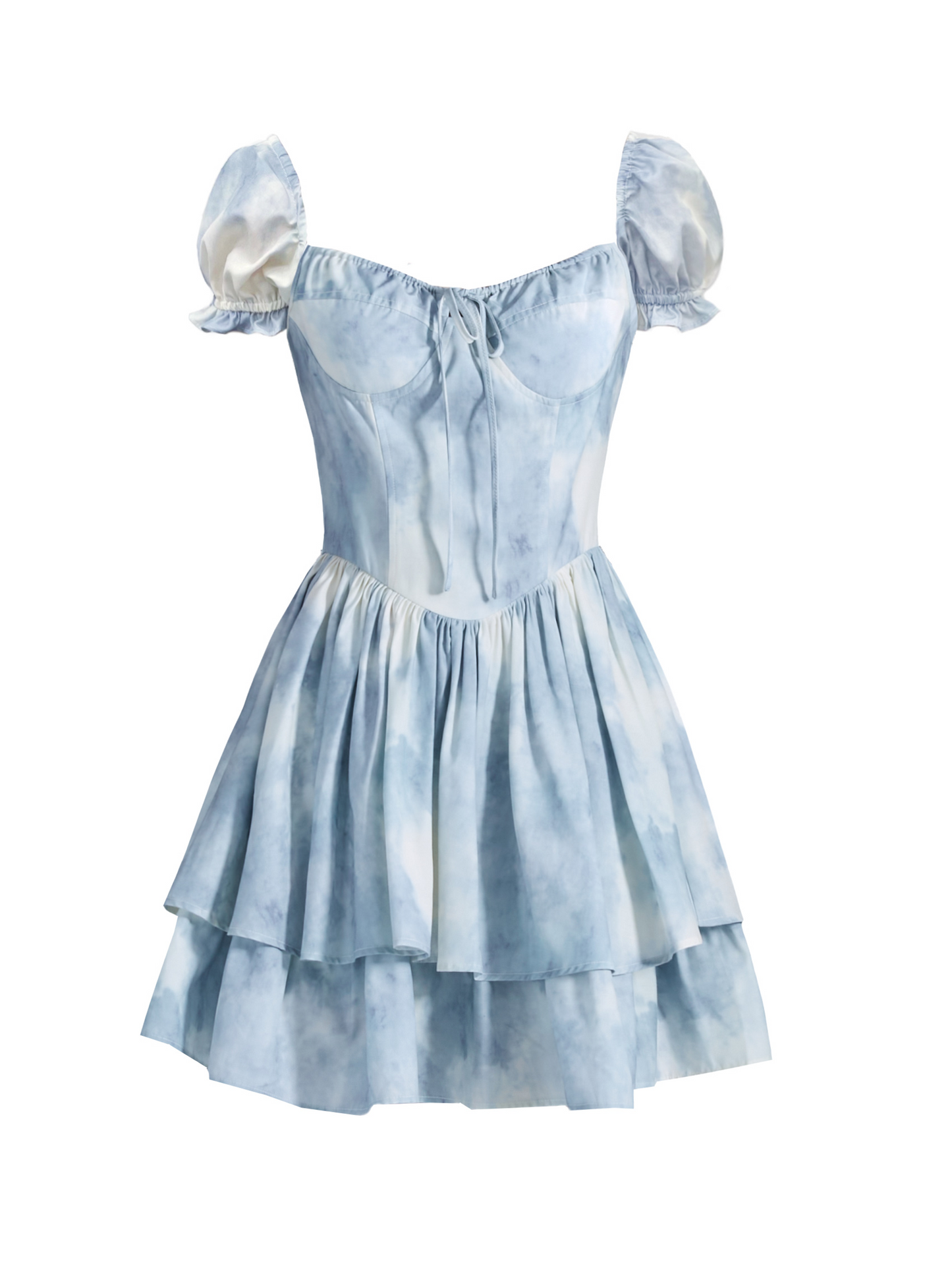 Tie-dye Dyed Ribbon Ruffle Dress