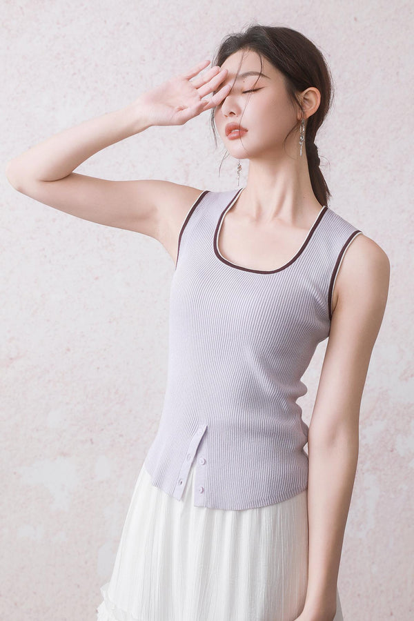 Taro Purple Knit Vest Top