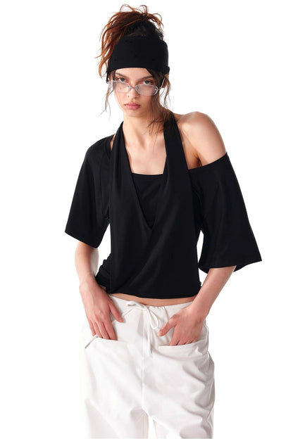 Soft Skin-Friendly Halterneck Stretch T-Shirt