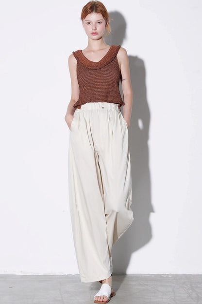 Cool Lyocell Walking Wide-Leg Trousers