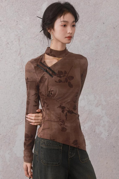 Chinese Style Brown Base Layer Top