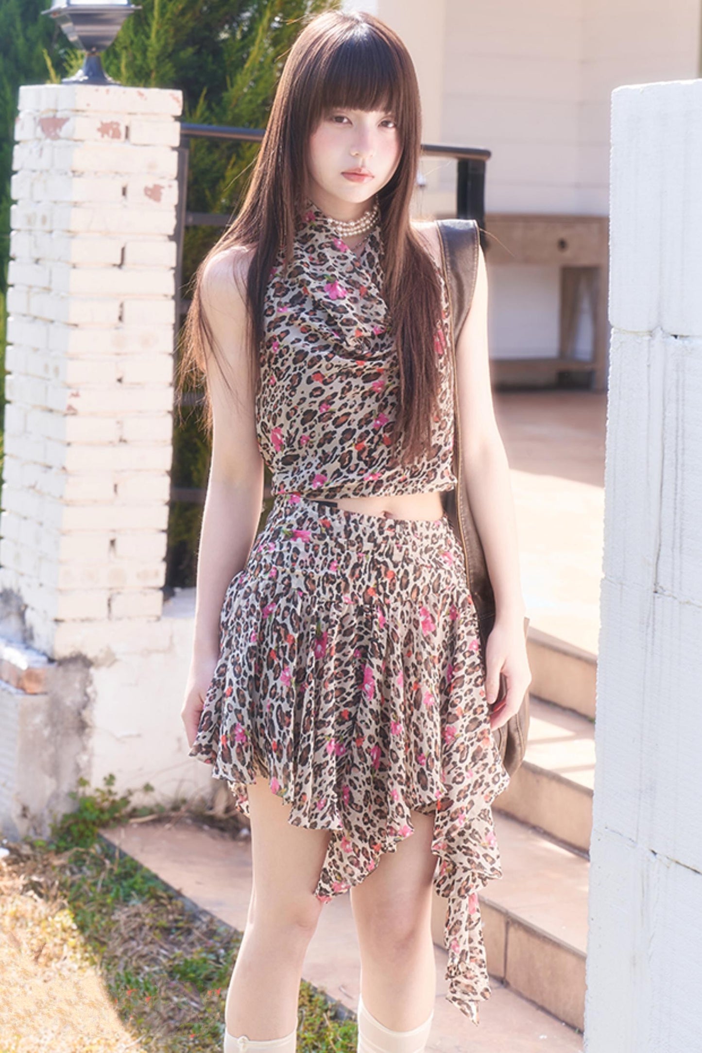 Leopard Chiffon Cami Set-Up