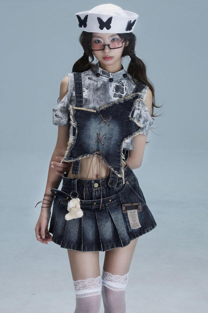 Denim Bib Culottes Set-Up