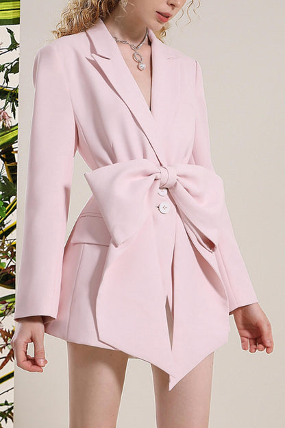 Spring Pink Bow Blazer Suit Dress