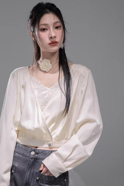 Embroidered Apricot Halter Top Set