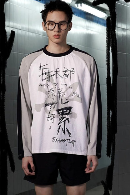 Glitter Print Raglan Sleeve T-Shirt