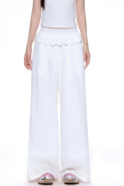 Floral Lace Wide-Leg Pants