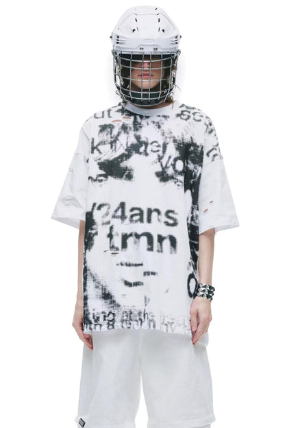 Laser Burned Floral Short Sleeve Top