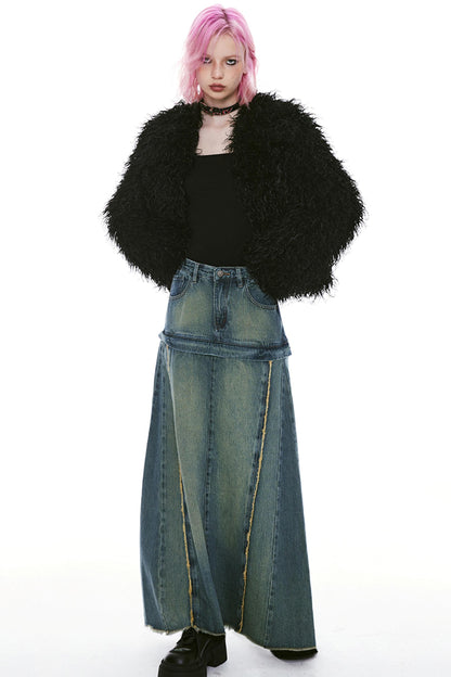 Detachable Retro Wash Denim Skirt