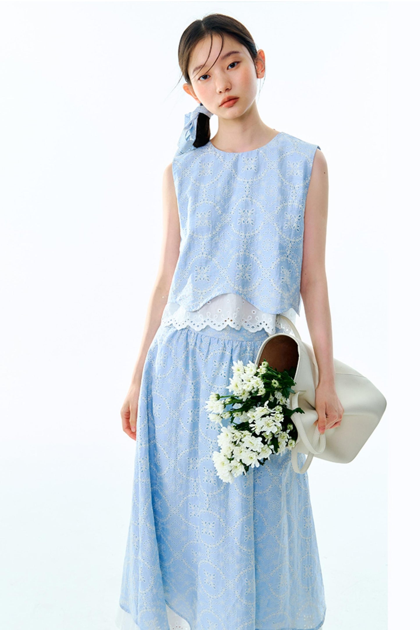 Linen Blend Top & Skirt Set-Up