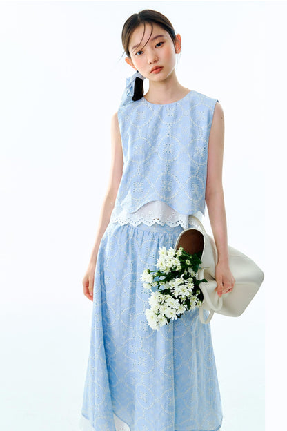 Linen Blend Top & Skirt Set-Up