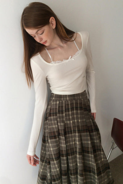 Vintage Pleated Midi Skirt