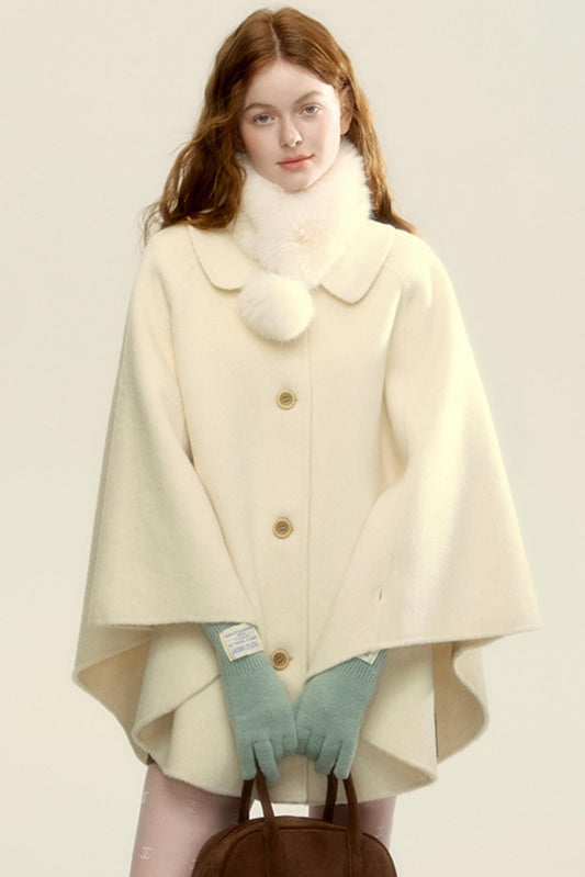 Double-Faced Wool Short Cape Coat